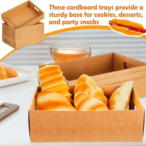 LemonRoad 50 Pack Cardboard Disposable Food Trays, Brown, 10" X 7" X 3" - Image 3