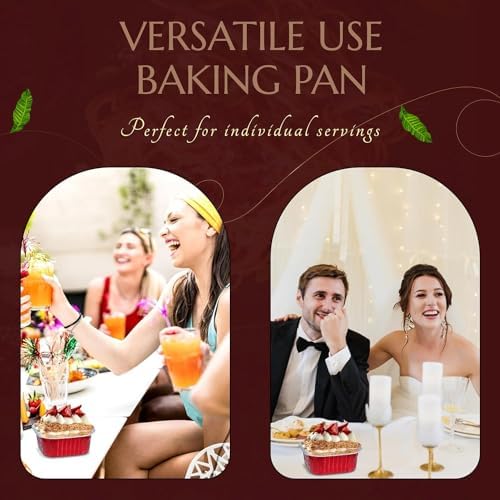 KitchenDance Disposable Foil Cake and Dessert Cup Set with Lid - 4.5 x 4.5" Square Cake Baking Pan for Hotels, Restaurants - Heavy Duty Aluminum Pan for Baking and Preparing Food, #A-24P (50, Red) - Image 6