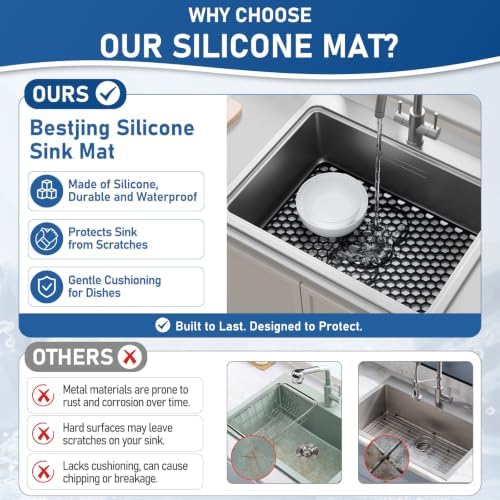 Bestjing Silicone Sink Protectors for Kitchen Sink - 19''x 13'', Black - Image 5