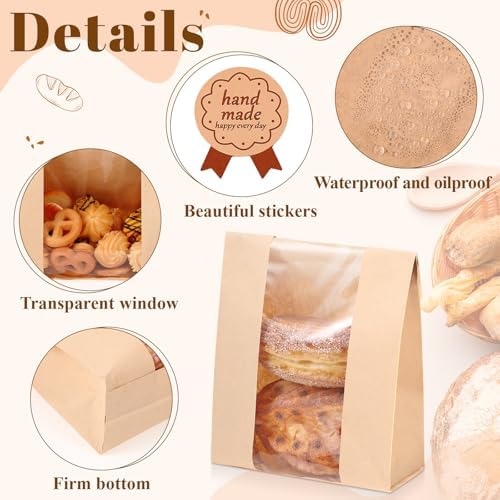 AmazingSpark 500 Pcs Sourdough Bread Paper Bags with Seal Stickers - Image 4