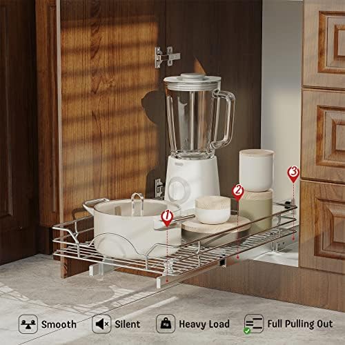 LOVMOR Pull Out Cabinet Organizer and Storage 14" W x 21" D, Slide Out Shelves for Kitchen Cabinets - Image 2