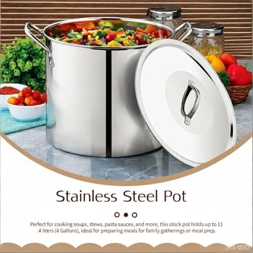 Stainless Steel Pot 12-Qt scald-resistant handle with metal lid Stock Pot Holds 3 gallons of soups and stews Soup Pots for kitchen - Image 3