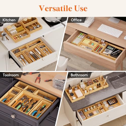 Lifewit Drawer Organizer 15 Pack(33 Grid) with 18 Inserts - Image 6