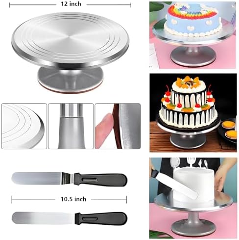 ANSLYQA Cake Decorating Kit, 237 Pcs Baking Tools | Aluminium Cake Turntable, Leveler, 24 Numbered Icing Tips, 2 Spatulas, 3 Scrapers, 50 Cupcake Liners, 100 Pastry Bags & More - Image 2