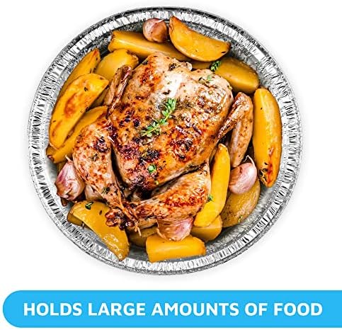 MontoPack 9” Round Aluminum Foil Pans with Clear Lids | Disposable Containers with Straight Walls for Storing, Baking, Meal Prep & Reheating | Freezer & Oven Safe, Recyclable (100 Pack) - Image 4