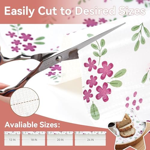 RAY STAR 18 Inch x 8 Ft Shelf Liner for Kitchen Cabinets, Non-Adhesive Cabinet Liner Washable, Drawer Liner for Dresser Non-Slip Bathroom [White Pink Floral](4 Rolls) - Image 3
