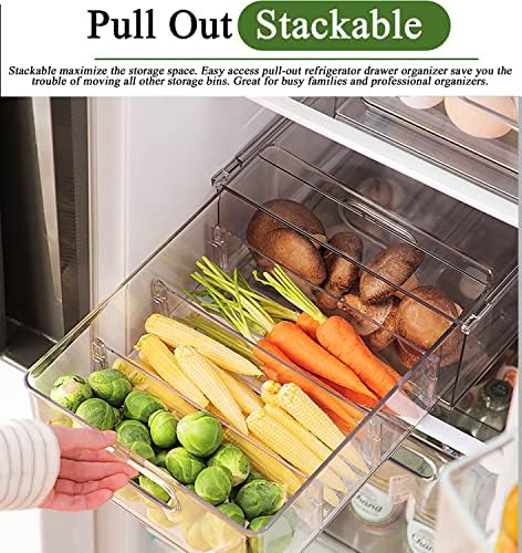 bealy Clear Drawer Organizer with 3 Dividers, Fruit Containers for Fridge Organization, Clear Stackable Storage Drawers, BPA Free, 6.34QT - Image 3