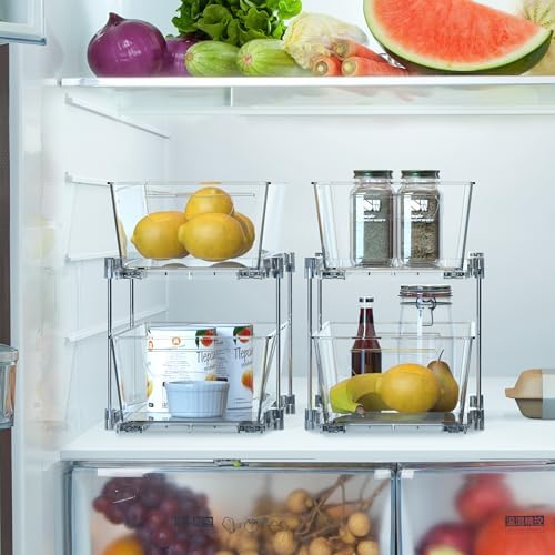 Simple Houseware 2Pcs 2-Tier Slim Drawer Cabinet Pull-Out Organizer, Clear - Image 6