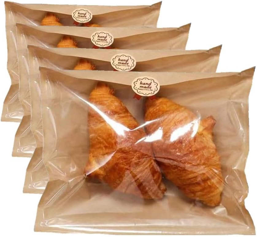 Kraft Bread Bags with Window - Toast Bag Packaging (100 Pieces) (7.1 * 7.5 inches) (Pack of 4) by Nanaiche