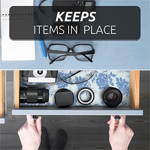 FIFTY FEET 12X120 Inch Shelf Liner for Kitchen Cabinets, PVC Drawer Liner for Dresser Non-Slip Bathroom, Non-Adhesive Cabinet Liner Washable (Blue Flower)(7 Roll) - Image 6