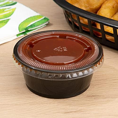 Restaurantware-Chef 101 3.3 Ounce Sauce Cups, 2000 Microwave-Safe Condiment Cups - Crack-Resistant, Disposable, Black Plastic Portion Cup, For Samples, Sauces, Or Toppings, Lids Sold Separately - Image 4