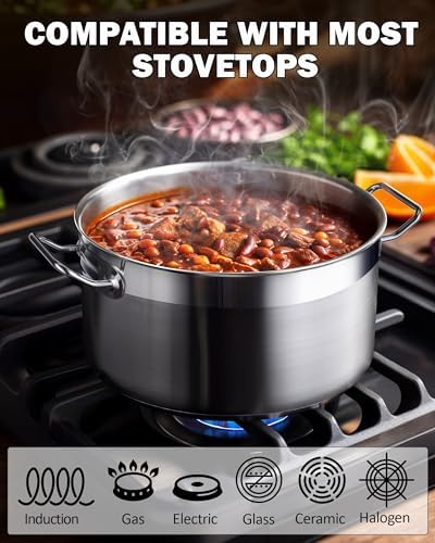Cooks Standard Professional Cookware Set, Stainless Steel Pots Kitchen Set Includes Saucepans, Sauté Pan, Dutch Oven with Lids - Induction Compatible, 8-Piece - Image 4