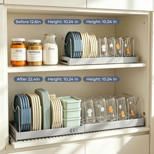 2-Pack Pots and Pans Organizer under cabinet with 9 Adjustable Dividers-22" - Image 3