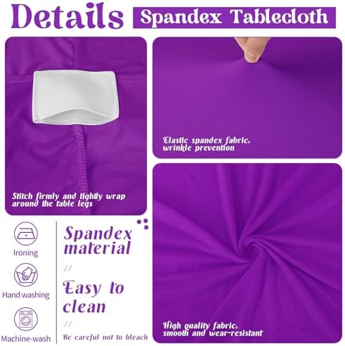 HAISIWLKJ 3 Pack Table Cloth 8ft Purple Tablecloths for Rectangle Folding Table Spandex Fitted Stretch Table Cover Wrinkle Resistant Washable Table Protector for Party, Wedding, Banquet, Festival. - Image 3