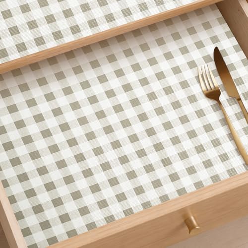 Green Non-Adhesive Gingham Drawer Liner 11.8IN x 20FT by Insigoo