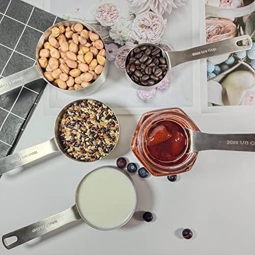 Measuring Cups Set, 18/8 Stainless Steel Measuring Cups for Dry & Liquid, Metal Measure Cups With Bonus Magnetic Conversion Chart for Kitchen & Baking - Image 6