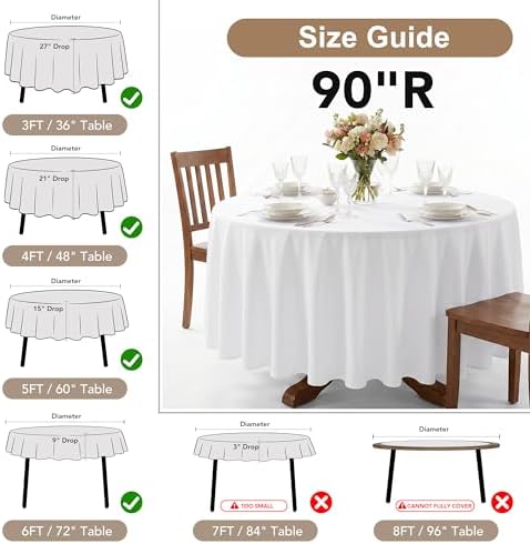 Fitable 6 Pack Hunter Green Round Tablecloths - 90 Inches in Diameter - Image 3
