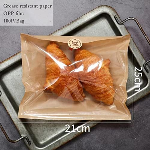 Kraft Bread Bags with Window - Toast Bag Packaging (100 Pieces) (7.1 * 7.5 inches) - Image 4