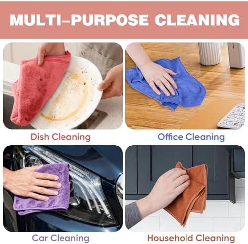 TEAWOO 10 Colors Microfiber Cleaning Cloths, 10 Pack Assorted Cleaning Rags - Image 5