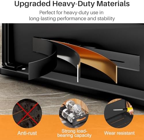Pull out Cabinet Organizer,Heavy Duty Slide out Pantry Shelves Drawer Storage with Adhesive Nano Film,Sliding Mesh Cabinet Basket with Handle for Kitchen, Bathroom, Home, 11.8"W X 15.7"D X6.2"H,Black - Image 6