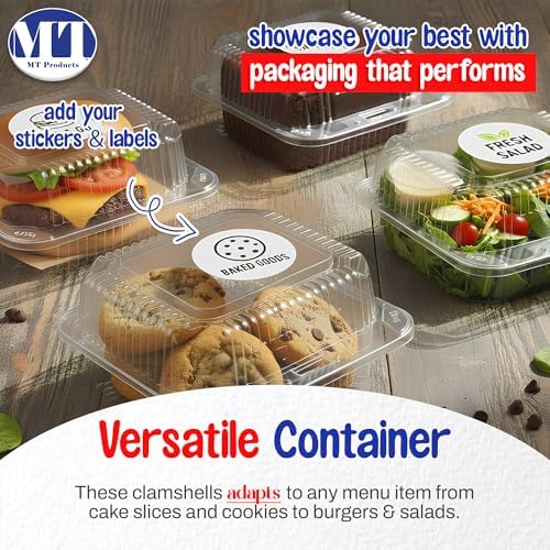MT Products Cake Slice Container 5.25" x 5.63" x 3.17" - Clear Square Plastic Containers for Food - Disposable Dessert Containers - Deep Sandwich Containers (500 Pieces) - Made in the USA - Image 3