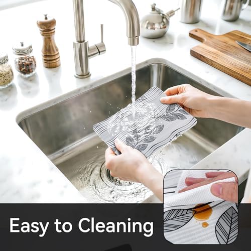 FIFTY FEET Grey Leaves Shelf Liner for Kitchen Cabinets, 18 x 96 Inch x 2 Roll Non Adhesive Non Slip Drawer Liner, Washable Cabinet Liner for Shelves & Drawers - Image 4