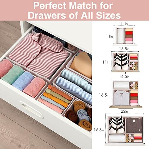 Criusia 8 Pack Underwear Drawer Organizer, Foldable Cloth Storage Box Closet Dresser Drawer Divider for Clothes, Bras, Socks, Ties, Scarves, Lingerie, Accessories - Image 5