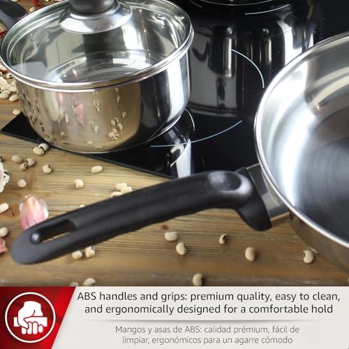 MAGEFESA Practika 7-Piece Stainless Steel Cookware Set, Includes Stockpot, Stew pot, Saucepan, Deep sauté, Compatible with All Types of Stovetops, Lids Included, Dishwasher safe - Image 4
