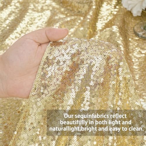 Light Gold Tablecloth Party Decor Sequin Fabric Cover Drapes 60x102 Inch - Image 4