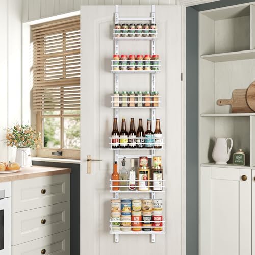 6-Tier Narrow Pantry Door Organizer,Over the Door Pantry Organizer,White by Purdaz
