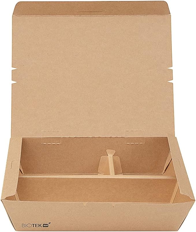 Restaurantware-Bio Tek 50.7 Ounce To Go Boxes, 100 Disposable Bento Boxes - 3 Compartments, Tab Lock Closure, Kraft Paper Take Out Box, Serve Hot and Cold Foods, For Restaurants or Parties - Image 13