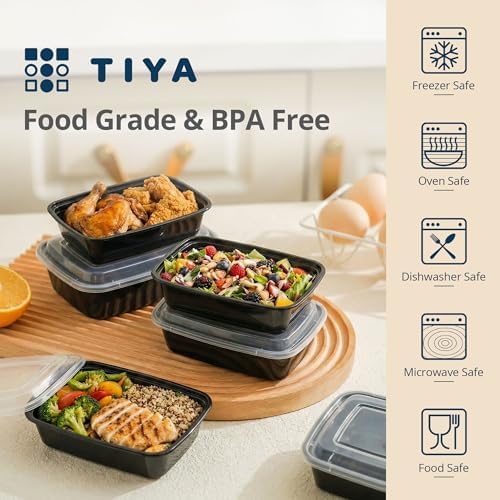 TIYA Food Containers - 24 oz Bulk 150 Pack with Lids - Rectangular Plastic To-Go Containers - Reusable, Microwavable, Dishwasher Safe - Leak-Proof for Meal Prep - BPA-Free - Image 3
