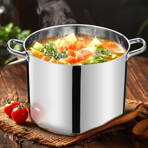 LIANYU 14 QT Stainless Steel Large Stock Pot,Heavy Stockpot with Glass Lid - Image 2