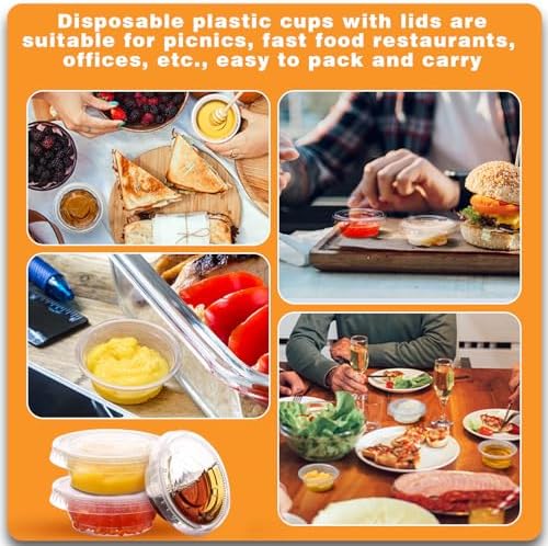 Maxdot 1000 Pack 0.5 oz Containers with Lids Plastic Portion Cups Bulk Mini Disposable Souffle Container Cup Sauce Condiment Leak Proof Shot Lunch Small Portion Box Travel Party Dinner Sauce Salad - Image 5