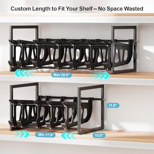 iSPECLE Pantry Can Organizer - Auto-Rolling, Expandable, Holds 120 Cans | Stackable For Walk-in Deep Pantry Shelf, Adjustable Width for Food Cans, Sturdy Metal Frame, Easy Access & Restocking, Black - Image 5