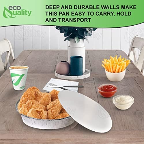 EcoQuality 9" Round Aluminum Foil Pans with Board Lids - Disposable Containers with Foldable Walls for Pie Baking, Cooking, Serving, Reheating, and Storing - Freezer and Oven Safe Tart Pan 100 Pack - Image 6