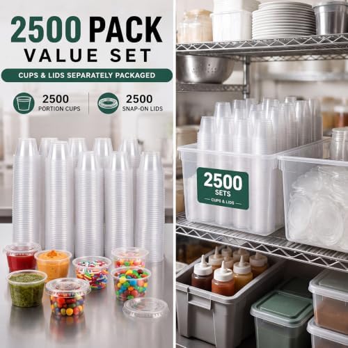 Bokon 2500 Sets 0.75 oz Clear Plastic Portion Cups with Lids Condiment and Dipping Sauce Container Salad Dressing Container Airtight and Stackable Souffle Cups for Lunch, Party, Trips - Image 4