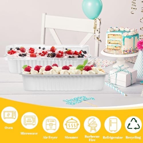 200Pack White Mini Cake Pans Disposable Mini Loaf Pans with Lids and Spoons and Stickers, 6.8Oz Aluminum Foil Pans Tins, Individual Dessert Cups Containers for Sales,Party,Picnics - Image 5