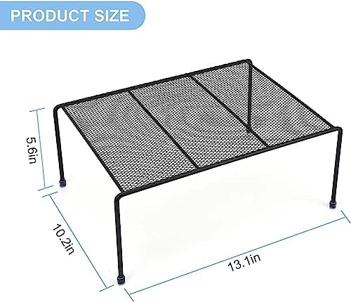 Set of 2 Mesh Kitchen Shelves Cabinet Storage Shelf Rack (13.1 x 10.2 Inch) ，Kitchen Bathroom Pantry Cupboard Desk Home Office, Fridge, Cabinet, Bathroom Cupboard, Non-slip Plastic Feet (2, Black) - Image 3