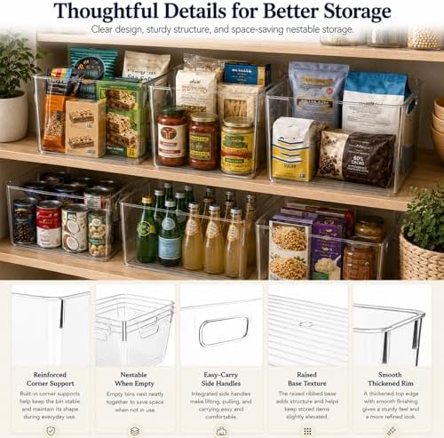 MOONEDGE 6 Pack X-Large Clear Organizer Bins 13x10x8in Storage Containers - Image 6