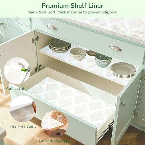 Drawer and Shelf Liner for Kitchen Non-Slip 11.8in x 20FT Yellow&White - Image 6