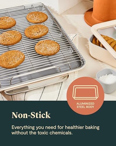 Caraway 11-Piece Non-Stick Ceramic Bakeware Set | Baking Sheets, Assorted Baking Pans, Cooling Rack, and Storage, Aluminized Steel Body, Non-Toxic, PTFE and PFOA Free, Navy - Image 5
