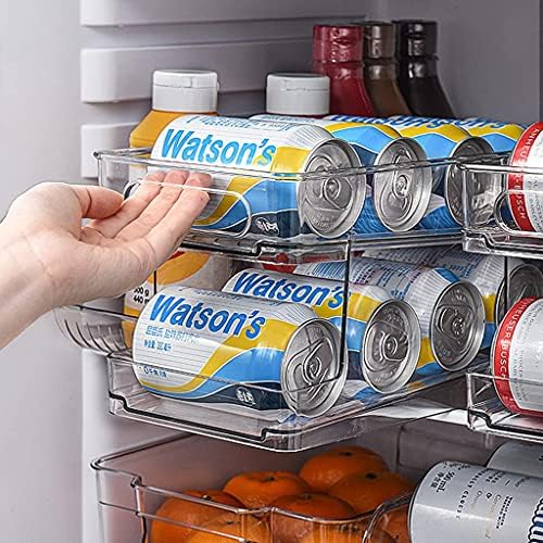 Double Layer Pop Soda Can Organizer Bins,Stackable Dispenser Storage Holder Rack,for Fridge, Freezer, Kitchen, Countertops, Cabinets - Clear Plastic Canned Food Pantry Storage Rack - Image 6