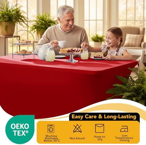 6-Pack Premium Red Spandex Tablecloths for 6ft Rectangle Tables - Image 7
