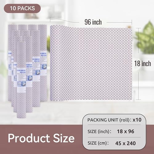 FIFTY FEET 18"x96" Non-Adhesive Shelf Liner for Kitchen Cabinets and Drawers, Washable Non-Slip PVC Cabinet Liner (Red Circle)(10 Roll) - Image 5