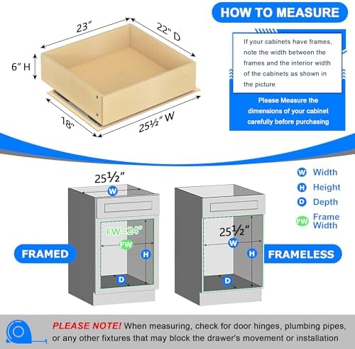 WelFurGeer Soft Close Pull Out Drawers for Cabinets, 23" W x 22" D Pull Out Cabinet Organizer, Bottom Mount Pull Out Drawer, Space-Saving Slide Out Drawers for Kitchen Cabinets for Home & Kitchen - Image 3