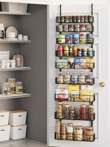 9-Tier Over Door Storage Rack, Heavy Duty Metal Hanging Organizer for Kitchen, Black by Unknown
