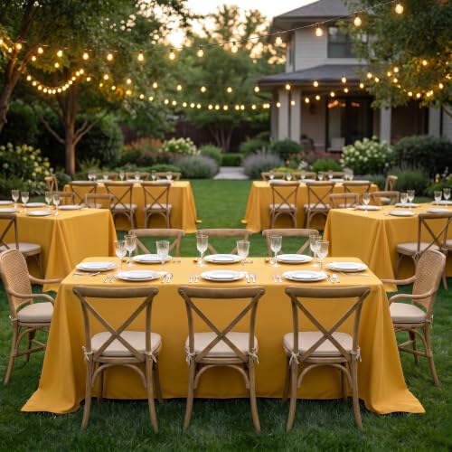 Fitable 6 Pack Gold Tablecloths for Rectangle Tables, 90 x 132 Inch - Image 2