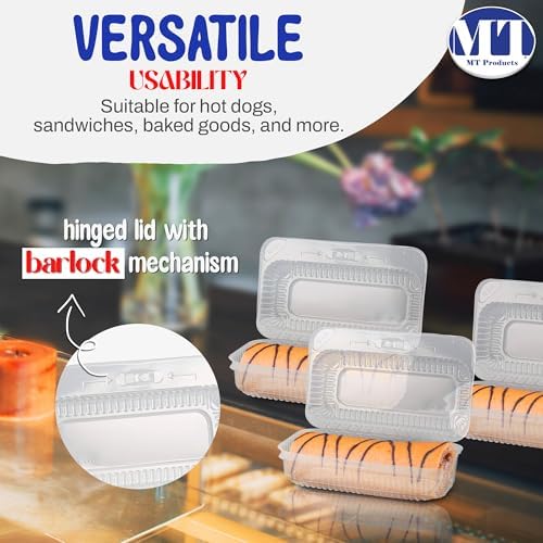 MT Products Plastic Hot Dog Container - 6.5" x 2.75" x 2.6" - Take Out Containers with Hinged Lid for Salads, Desserts, Sandwiches, and Cookies (Pack of 480) - Made in USA - Image 5