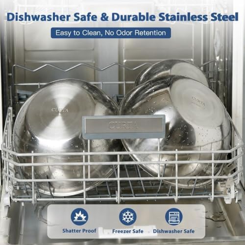 CURTA 3 Piece Stainless Steel Mixing Bowls Set, 7.8/10/13.1 QT - Image 7